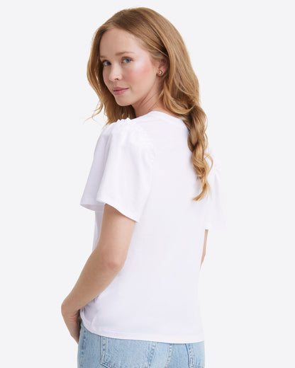 Draper James Magnolia White Short Sleeve Easy Knit Top in White
