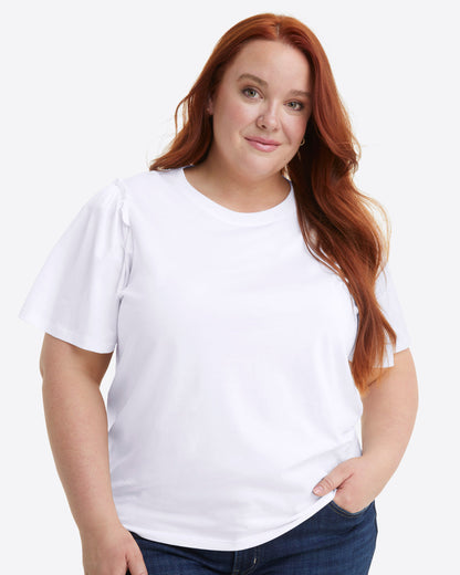 Draper James Magnolia White Short Sleeve Easy Knit Top in White