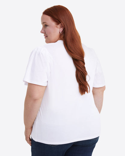 Draper James Magnolia White Short Sleeve Easy Knit Top in White