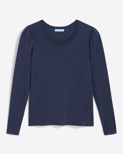 Draper James Nassau Navy Long-Sleeve Easy Knit Top in Navy