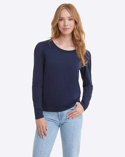 Draper James Nassau Navy Long-Sleeve Easy Knit Top in Navy