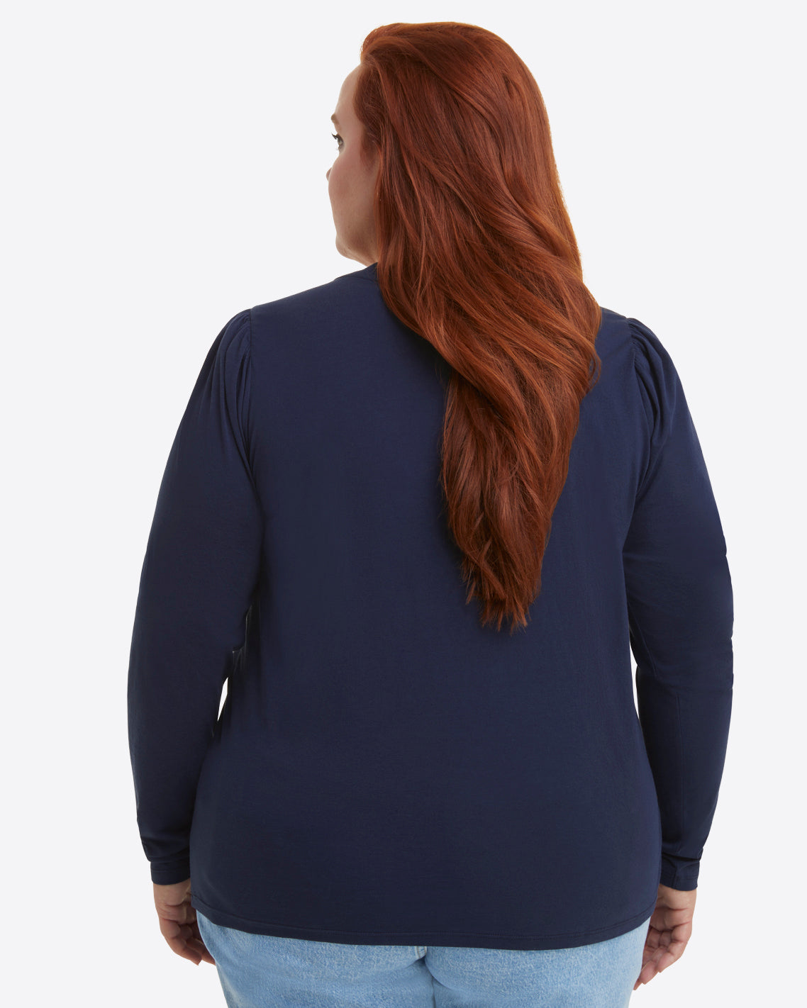Draper James Nassau Navy Long-Sleeve Easy Knit Top in Navy