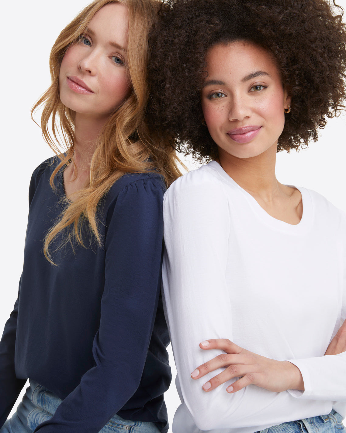 Draper James Nassau Navy Long-Sleeve Easy Knit Top in Navy