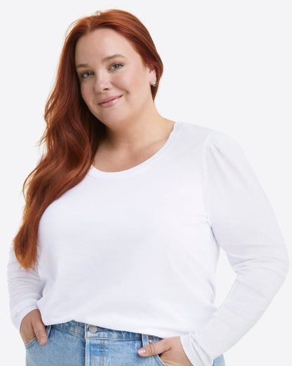 Draper James Magnolia White Long-Sleeve Easy Knit Top in White