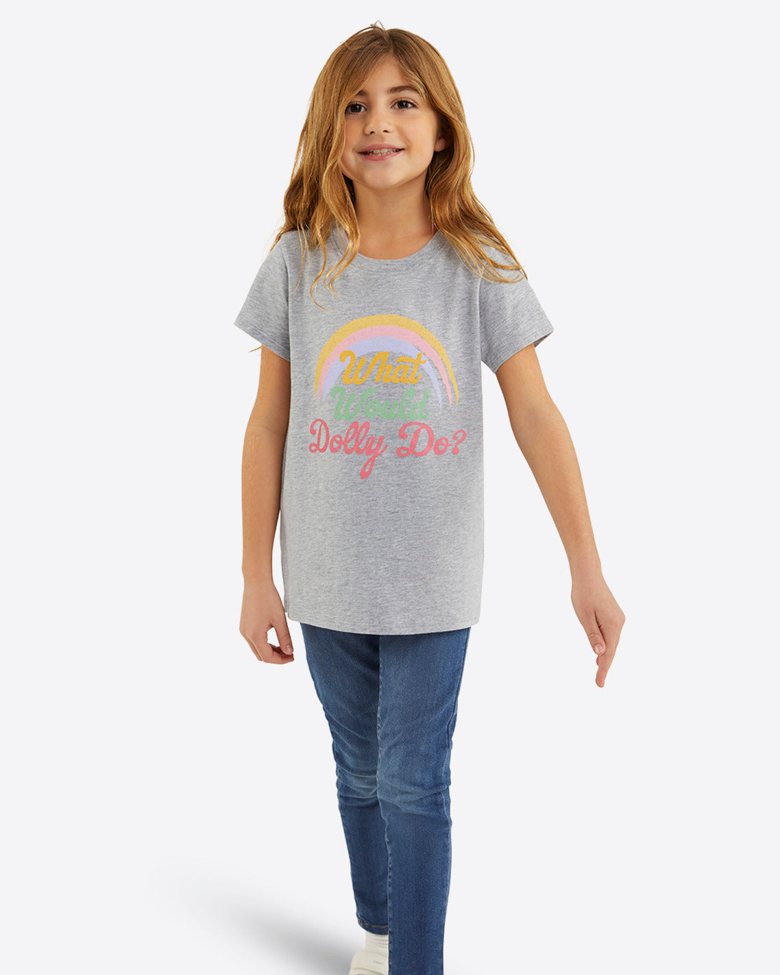 Draper James Grey Kids What Would Dolly Do Rainbow T-Shirt