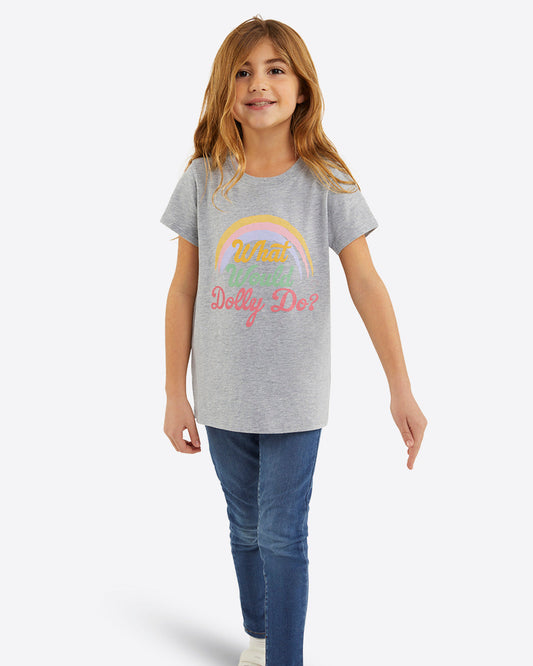 Draper James Grey Kids What Would Dolly Do Rainbow T-Shirt
