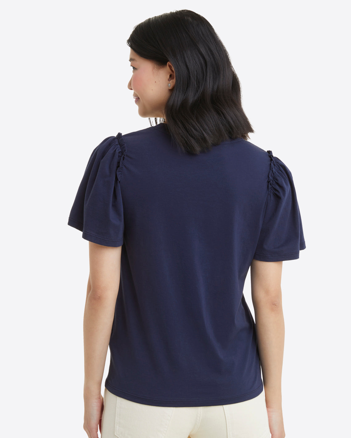 Draper James Nassau Navy Short Sleeve Easy Knit Top in Navy