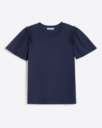 Draper James Nassau Navy Short Sleeve Easy Knit Top in Navy
