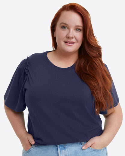 Draper James Nassau Navy Short Sleeve Easy Knit Top in Navy