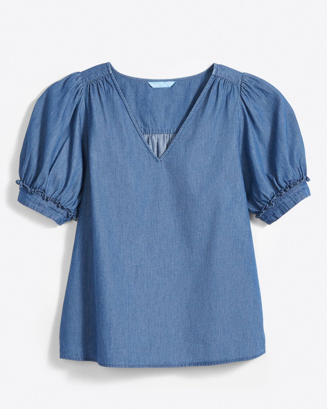 Draper James Medium Wash Heidi V-Neck Top in Chambray