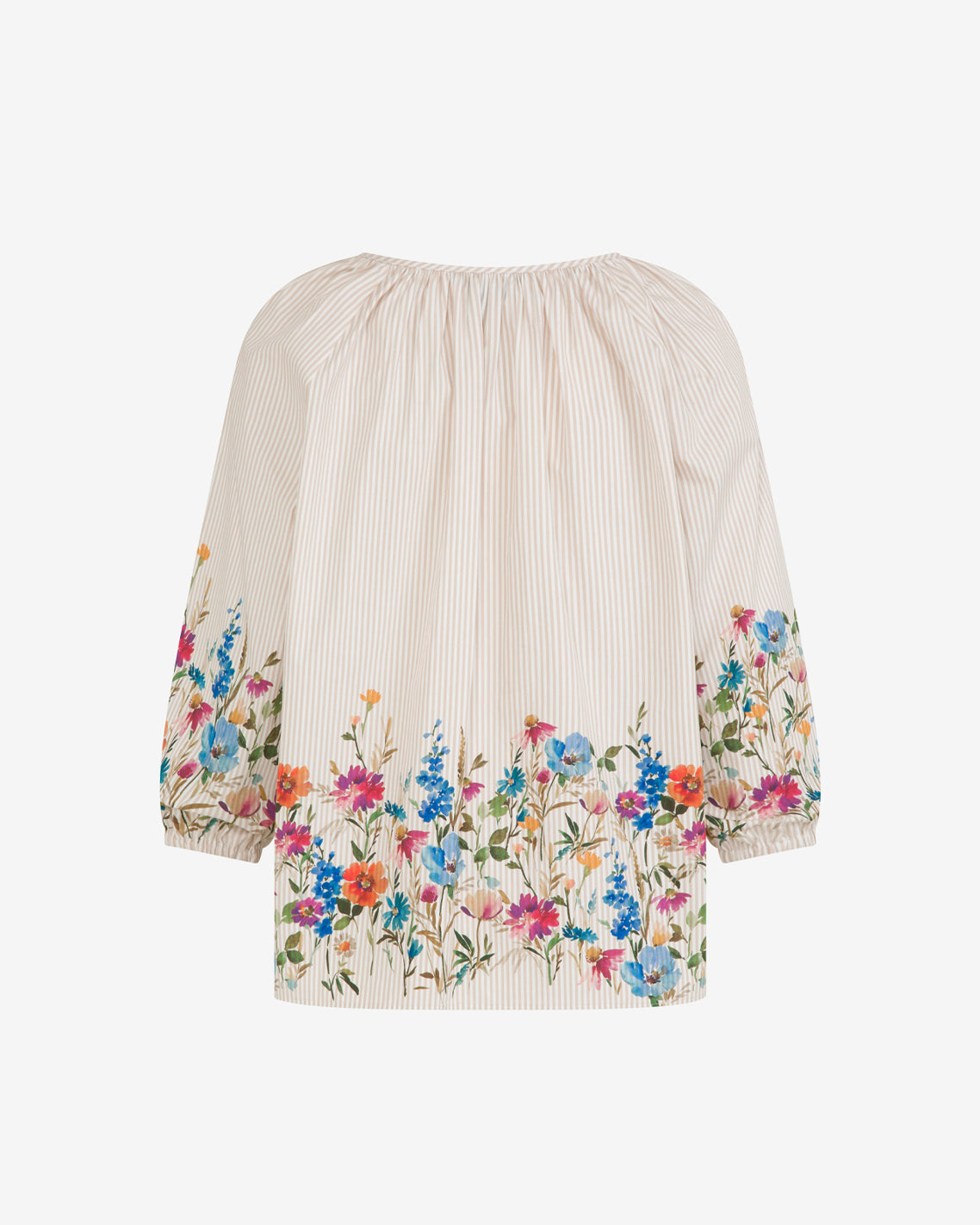 Draper James Tan Short Sleeve Top in Summer Blooms