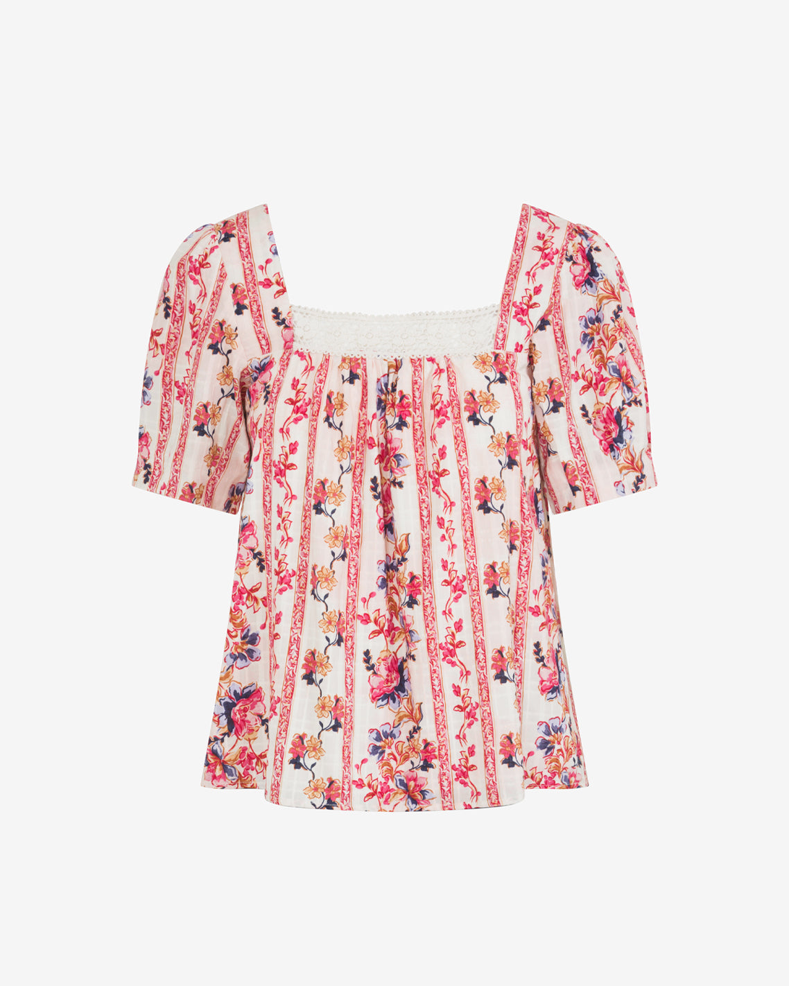 Draper James Fuschia Square Neck Floral Top