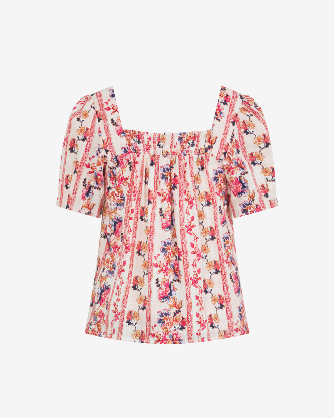 Draper James Fuschia Square Neck Floral Top