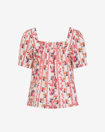 Draper James Fuschia Square Neck Floral Top