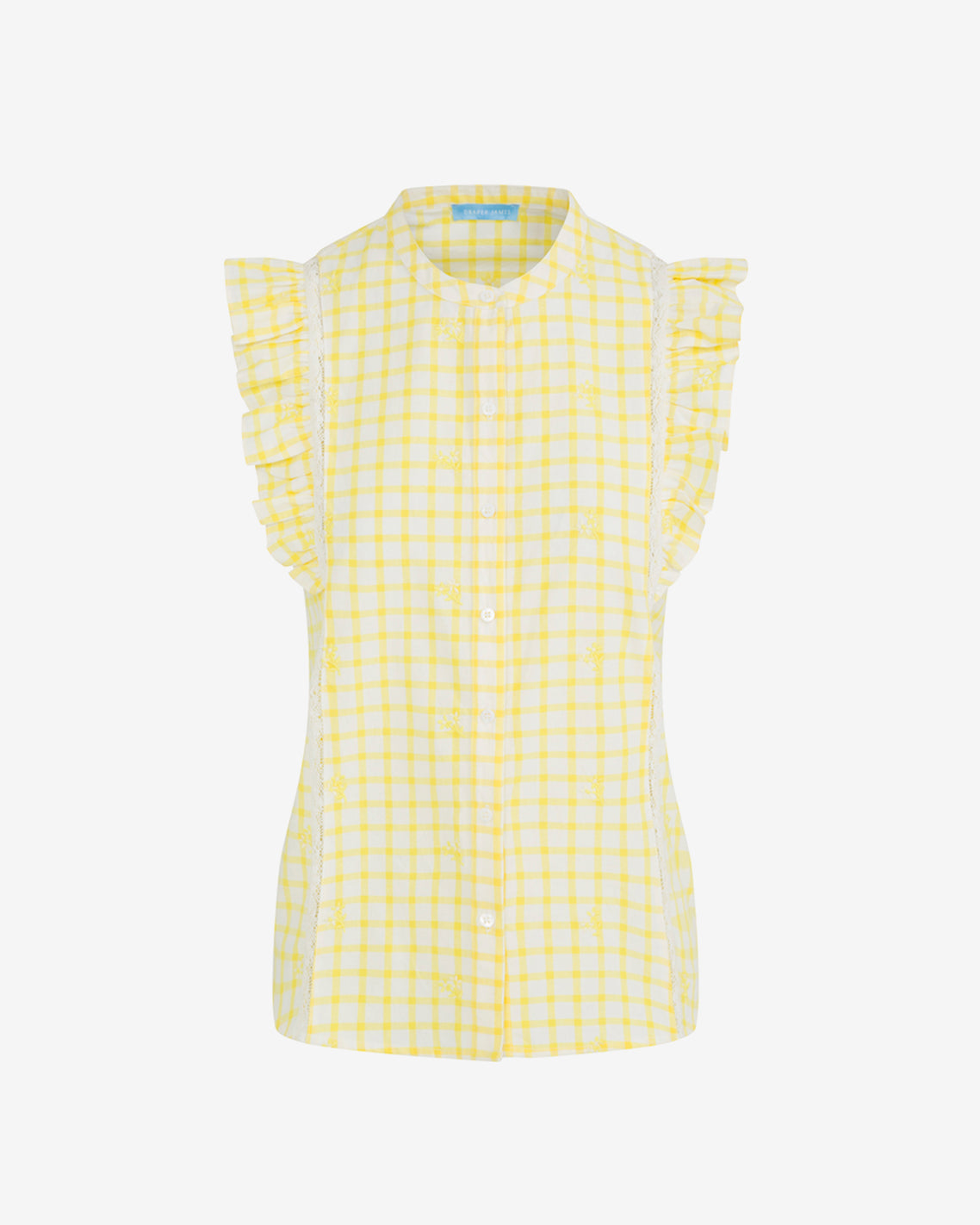 Draper James Yellow Grid Print Top