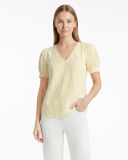 Draper James Yellow Striped Fil Coupe Heidi Top