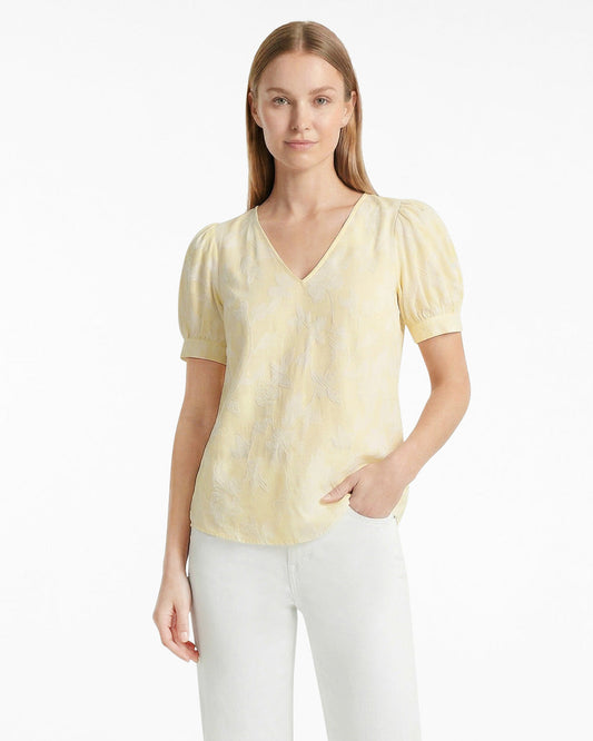 Draper James Yellow Striped Fil Coupe Heidi Top