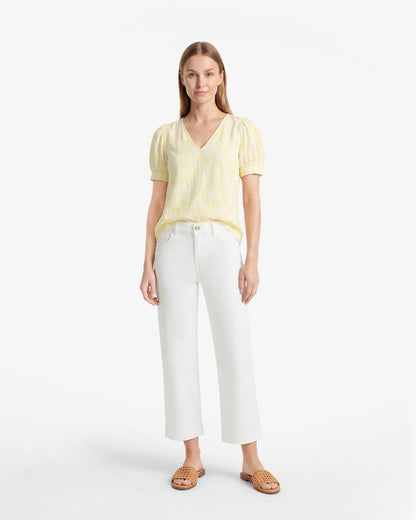 Draper James Yellow Striped Fil Coupe Heidi Top