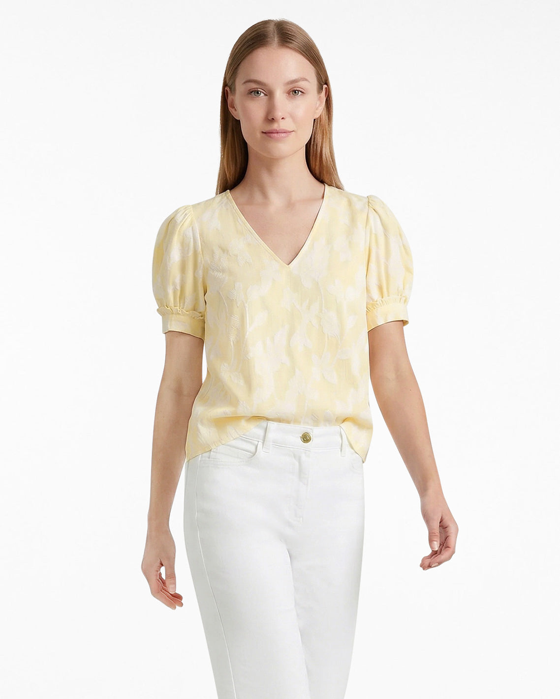 Draper James Yellow Striped Fil Coupe Heidi Top