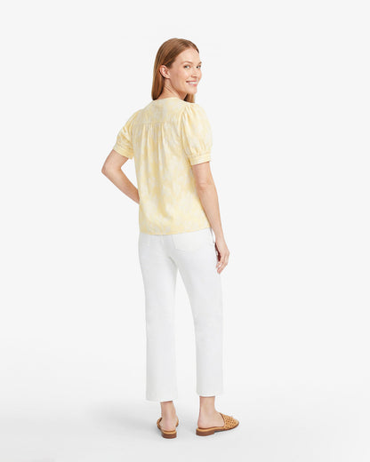 Draper James Yellow Striped Fil Coupe Heidi Top