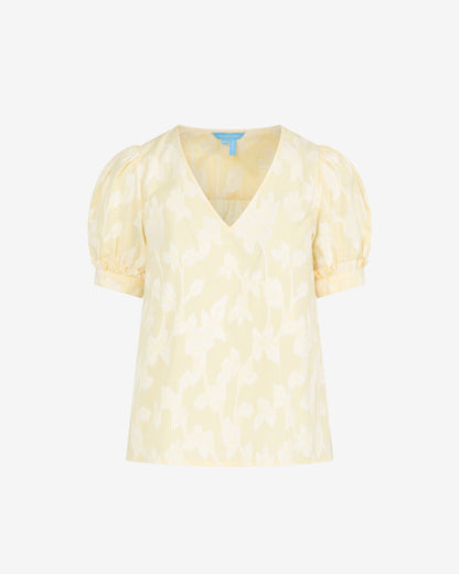 Draper James Yellow Striped Fil Coupe Heidi Top