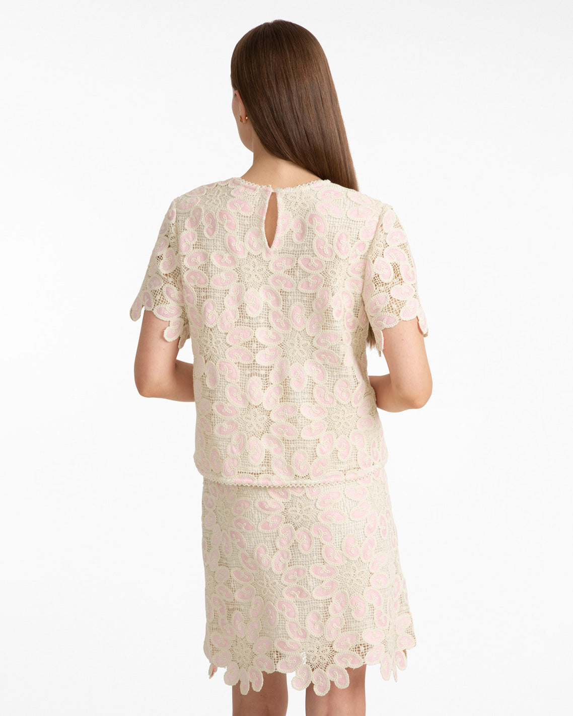 Draper James Pink Multi Fauxchet Top
