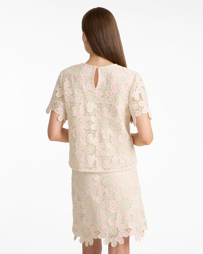 Draper James Pink Multi Fauxchet Top