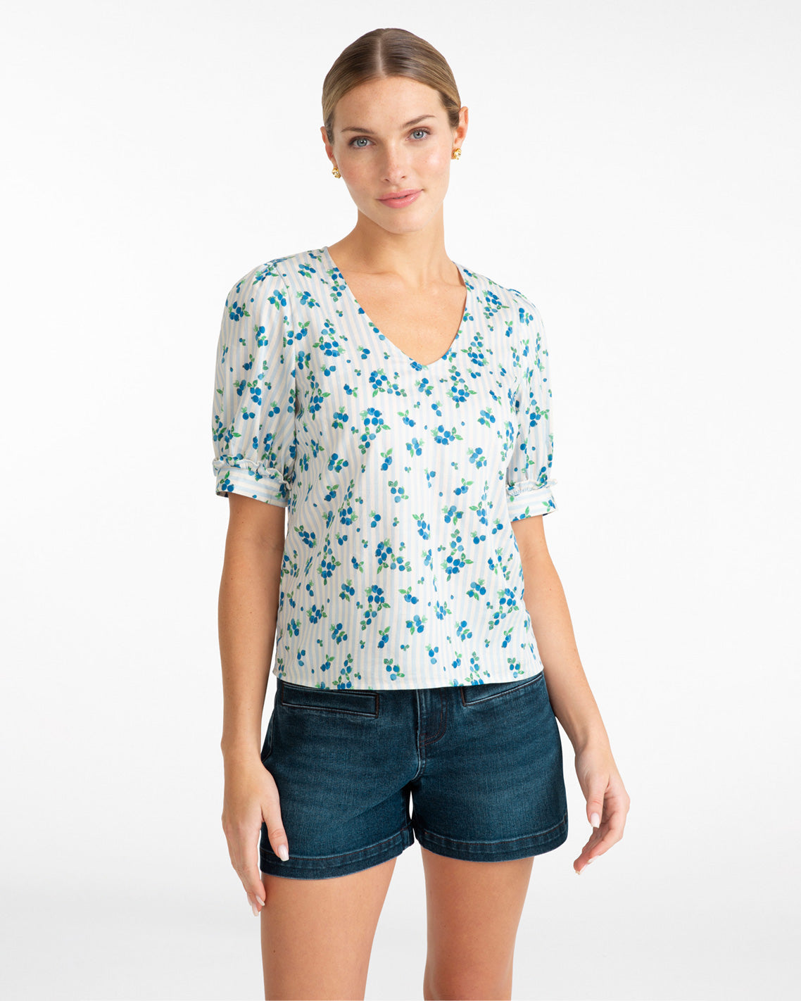 Draper James Blue Multi Heidi Top | Women's Blouses & Tops by Draper James