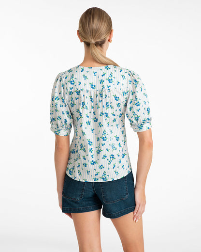 Draper James Blue Multi Heidi Top | Women's Blouses & Tops by Draper James