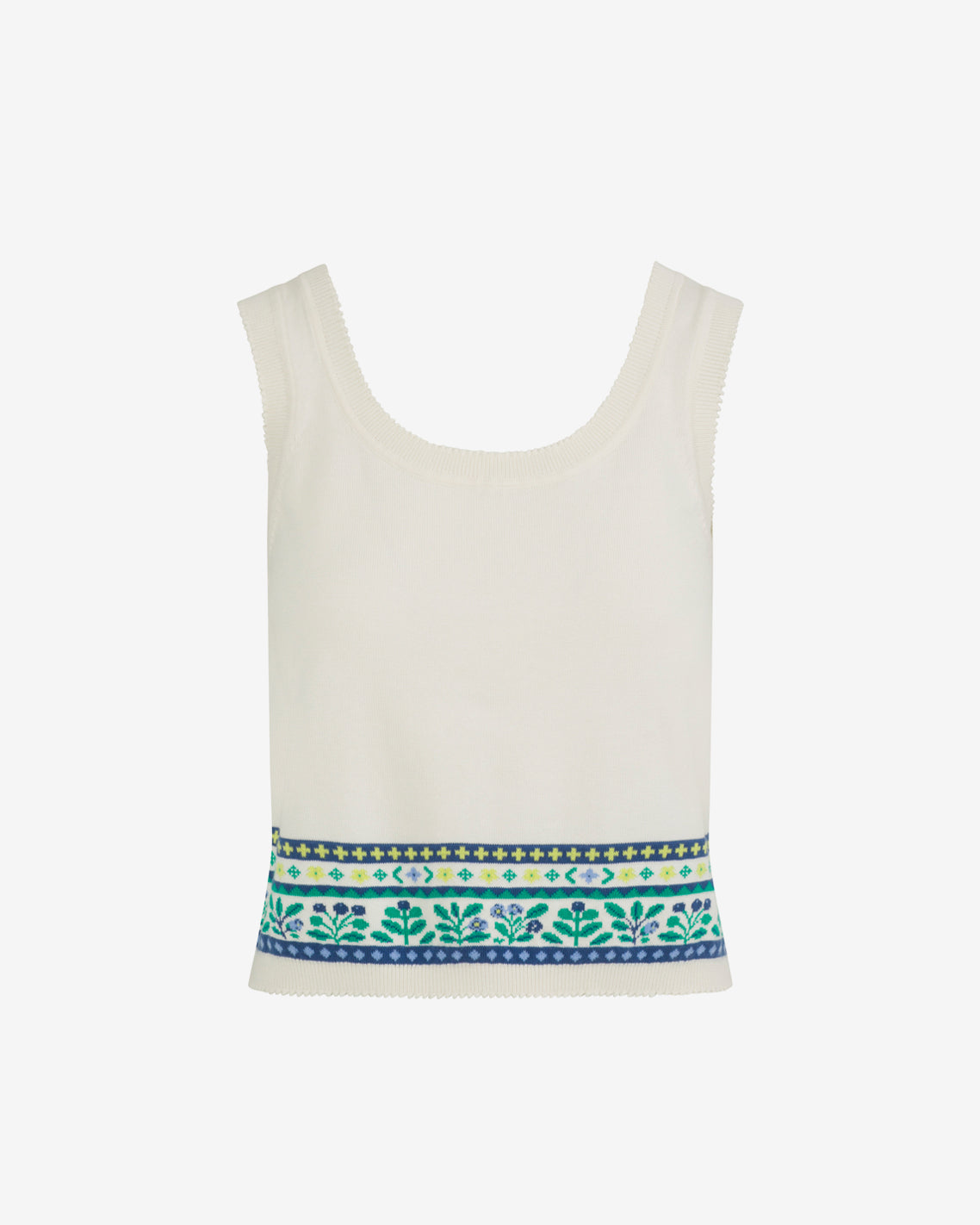 Draper James Blue Multi Printed Knit Tank | Women's Tank Tops by Draper James