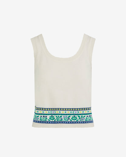 Draper James Blue Multi Printed Knit Tank | Women's Tank Tops by Draper James
