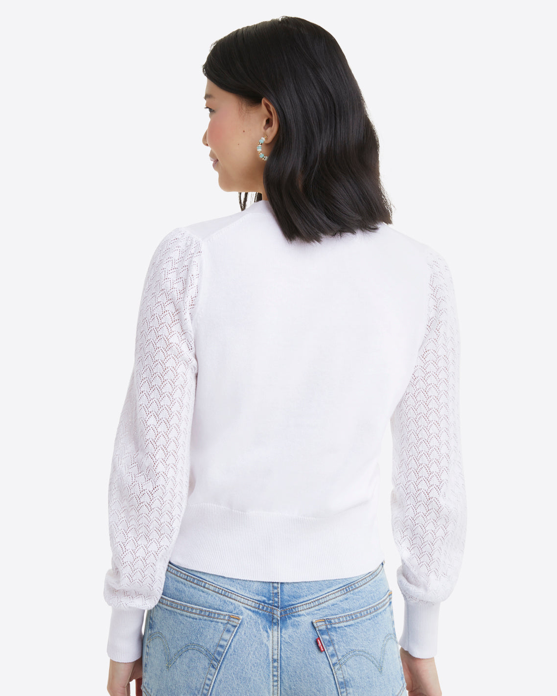 Draper James Magnolia White Button Front Cardigan in White