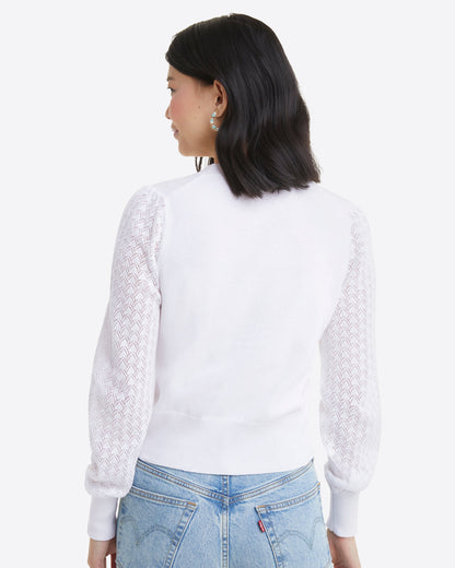 Draper James Magnolia White Button Front Cardigan in White