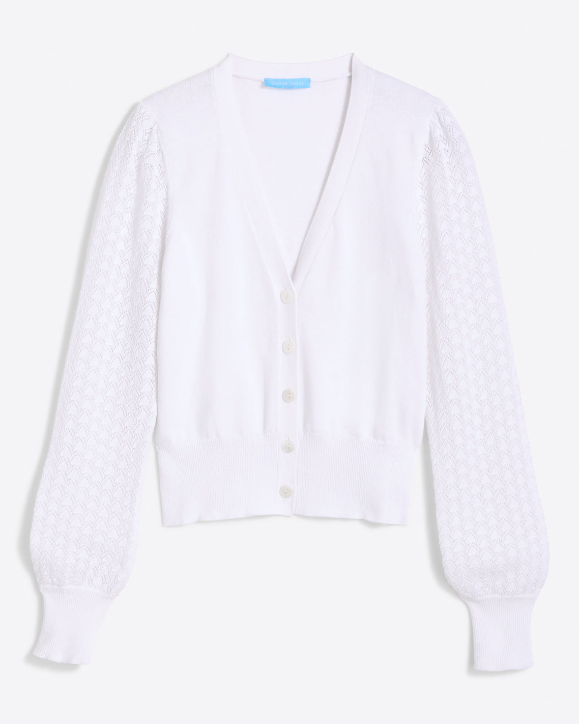Draper James Magnolia White Button Front Cardigan in White