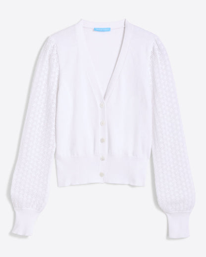 Draper James Magnolia White Button Front Cardigan in White