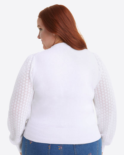 Draper James Magnolia White Button Front Cardigan in White