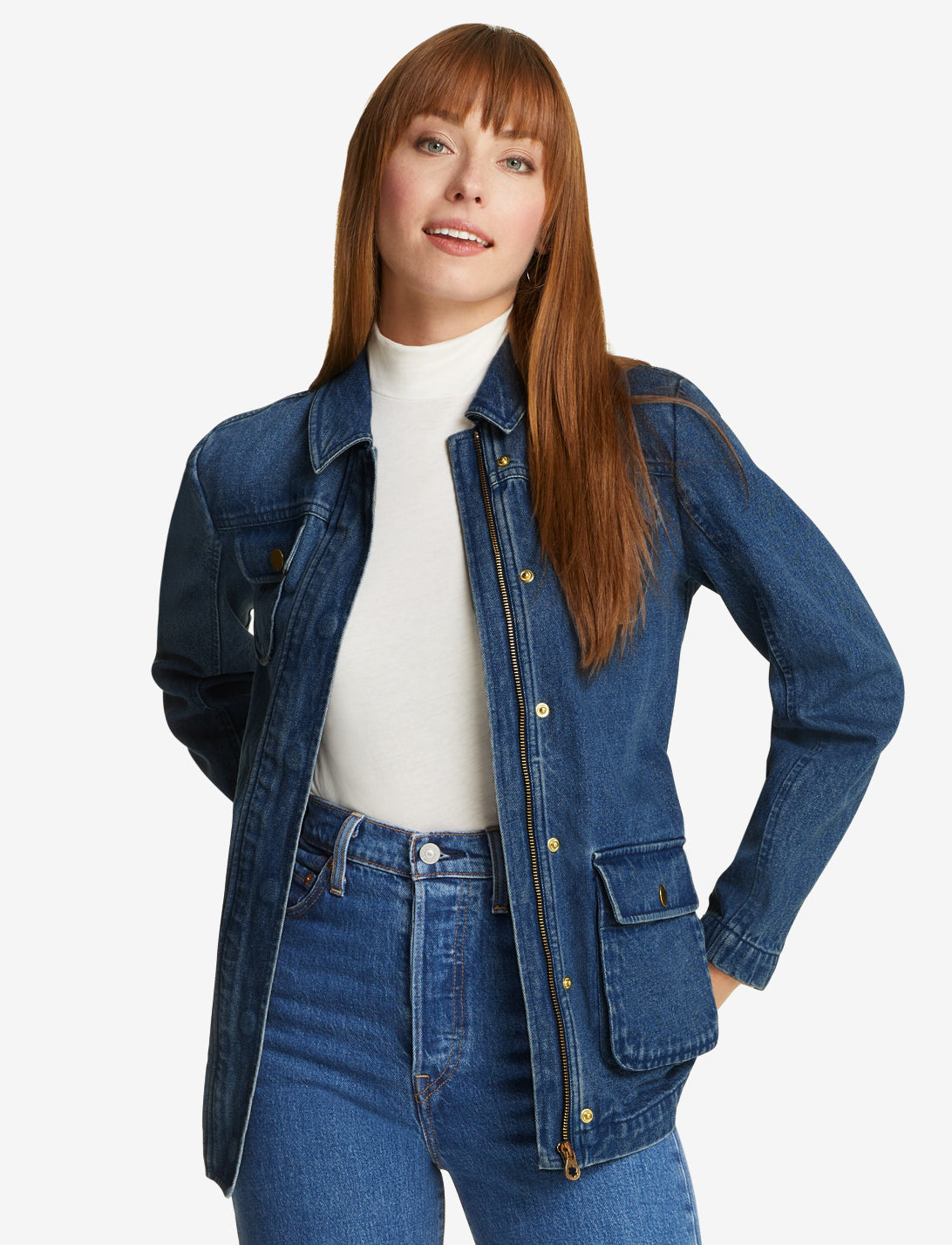 Draper James Dark Wash Field Jacket in Dark Wash Denim