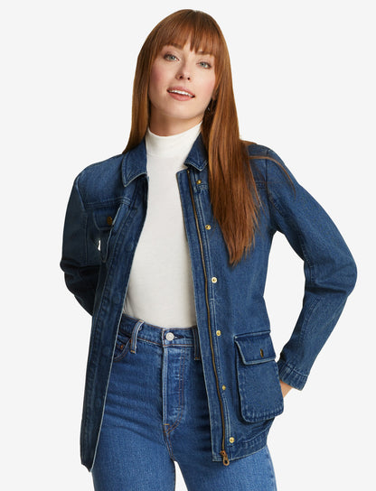 Draper James Dark Wash Field Jacket in Dark Wash Denim