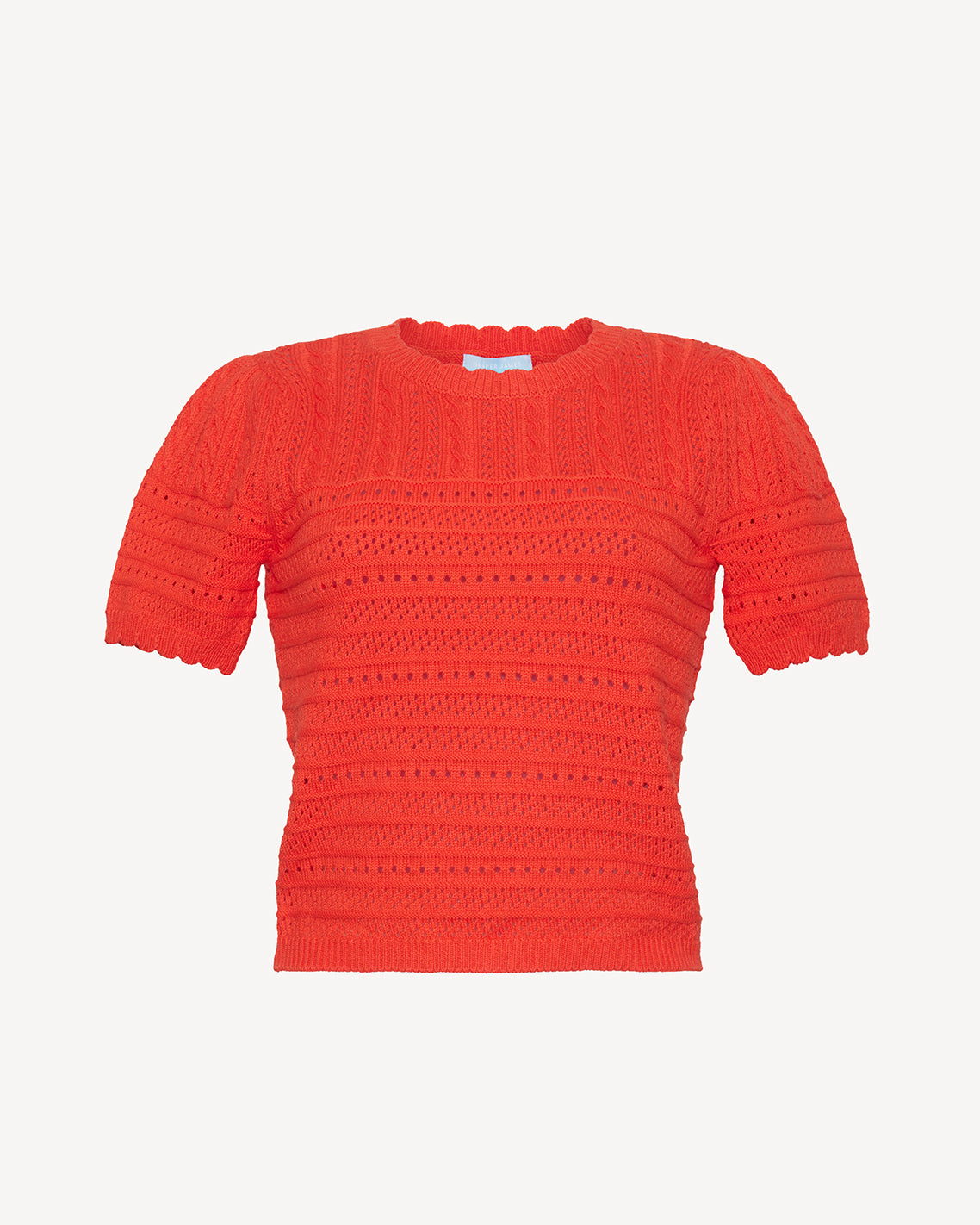 Draper James Red Short Sleeve Pointelle Sweater in Red