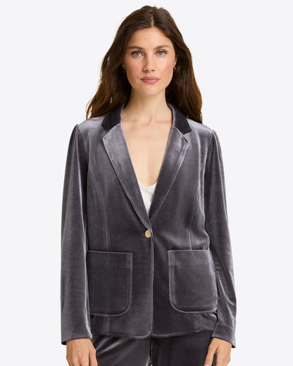 Draper James Dark Grey Velvet Blazer | Women's Evening Blazers by Draper James