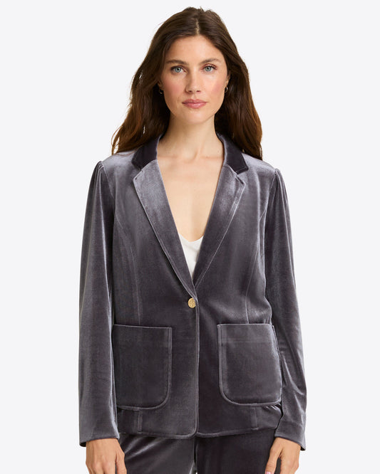 Draper James Dark Grey Velvet Blazer | Women's Evening Blazers by Draper James