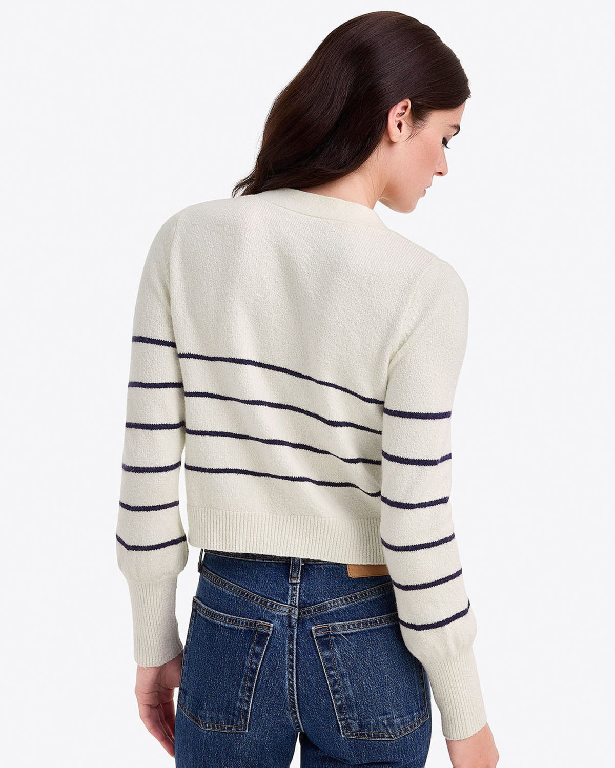 Draper James Magnolia White Multi Stripe Heart Cardigan