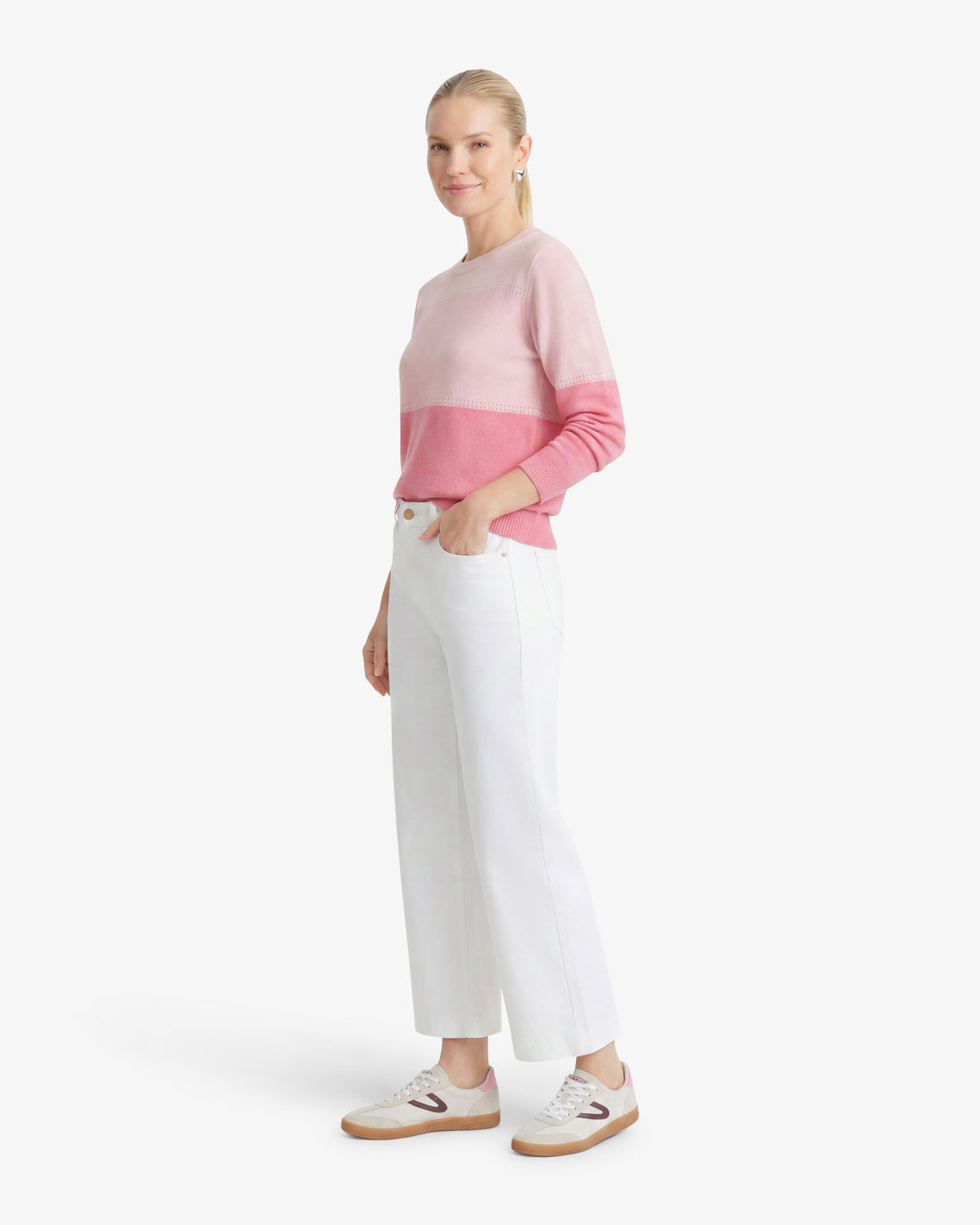 Draper James Pink Colorblock Crewneck Sweater – Original