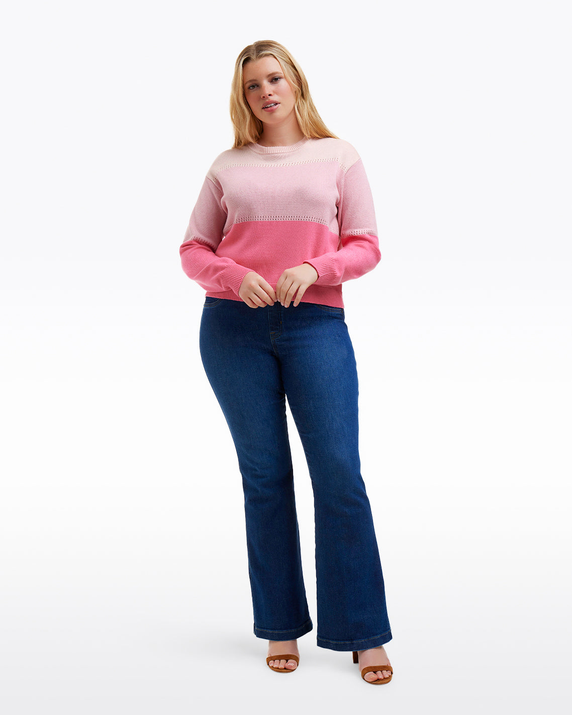 Draper James Pink Colorblock Crewneck Sweater – Original