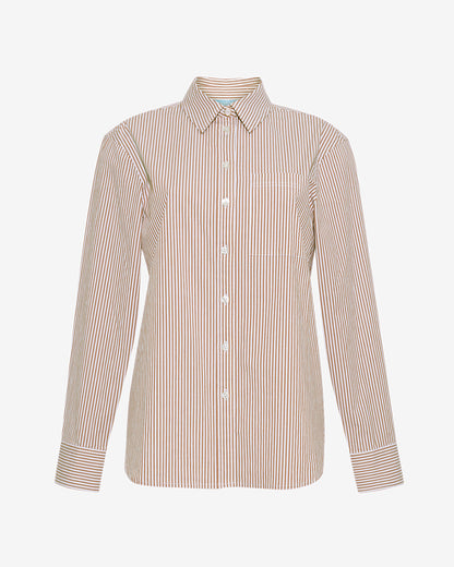 Draper James Rust Long-Sleeve Button Down in Rust Stripe