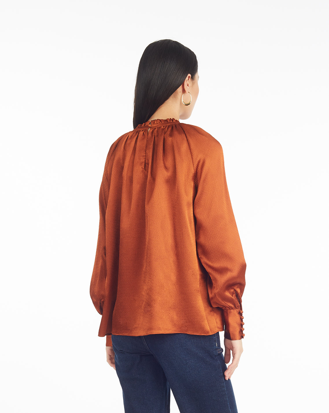 Draper James Brown Long-Sleeve Top in Gingerbread