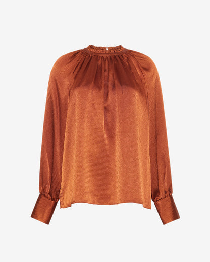 Draper James Brown Long-Sleeve Top in Gingerbread