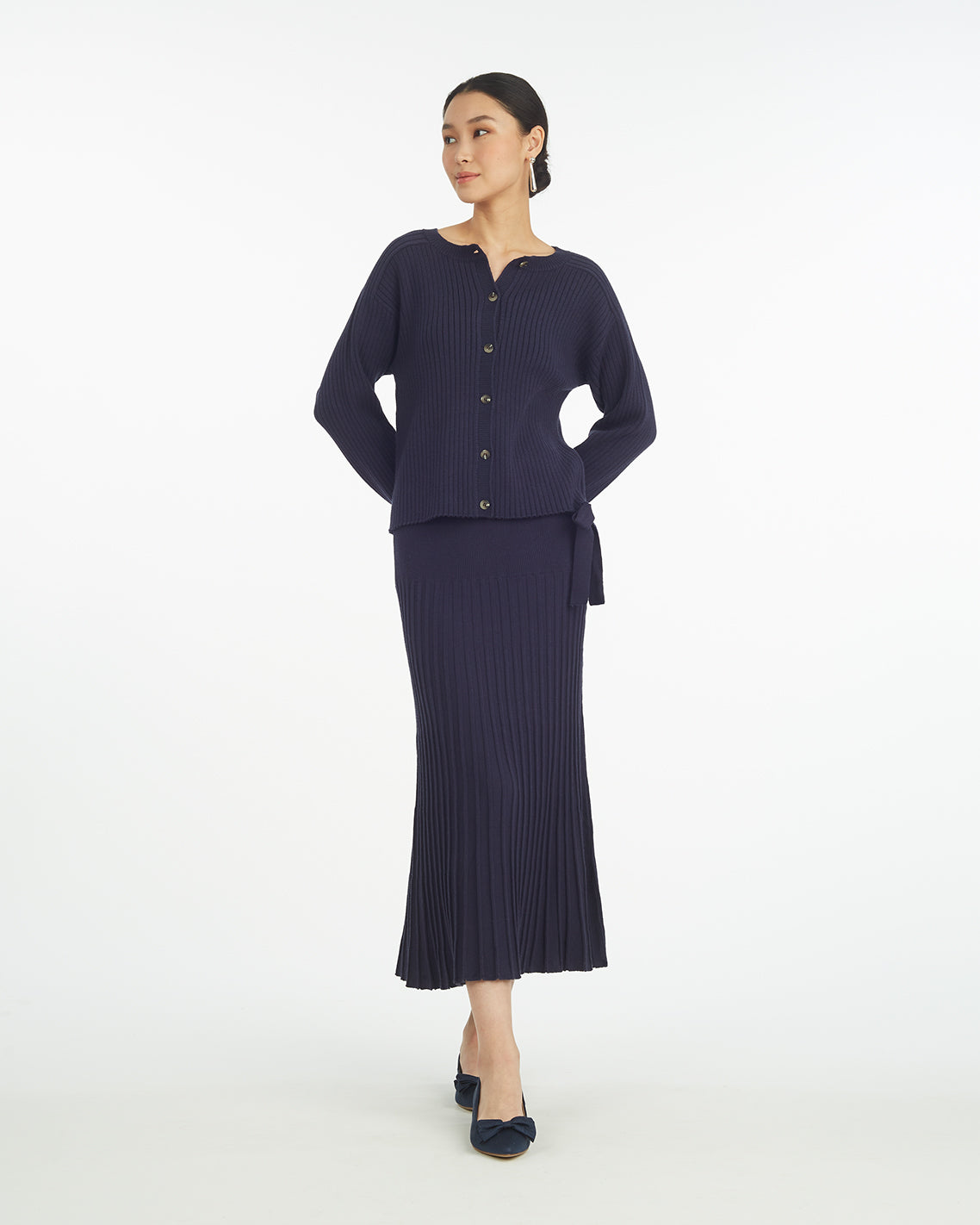 Draper James Nassau Navy Luxe Cropped Rib Cardigan – Classic