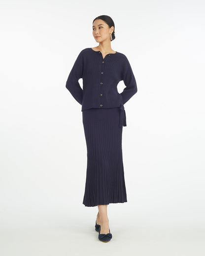 Draper James Nassau Navy Luxe Cropped Rib Cardigan – Classic
