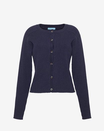 Draper James Nassau Navy Luxe Cropped Rib Cardigan – Classic